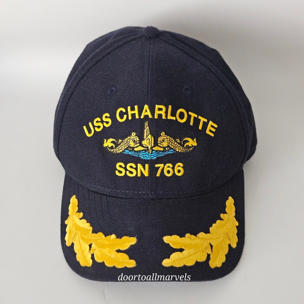 USS Charlotte Cap SSN 766 Snapback Hat Cap Embroidered Made in USA EUC